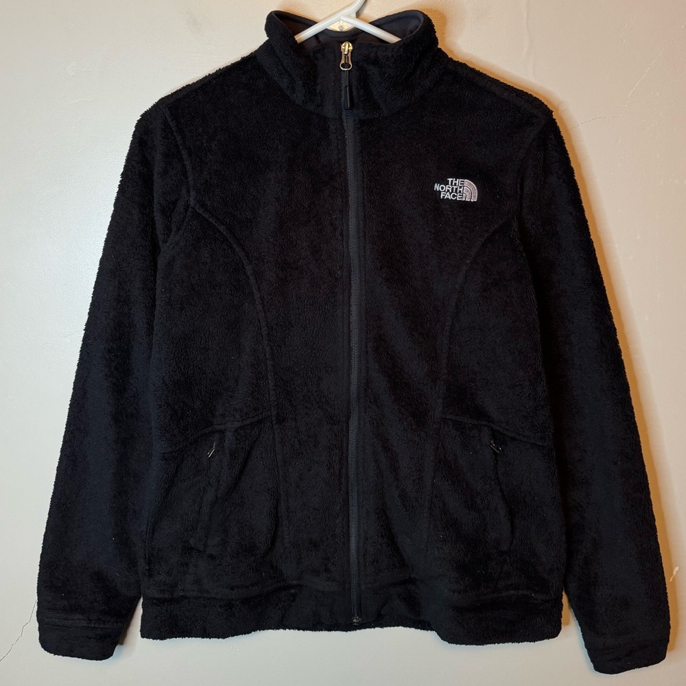 The North Face Fuzzy Fleece Full Zip Embroidered Jacket Black Womens Size Medium - Picture 2 of 14